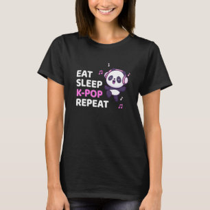 K Pop Panda Eet Slaap Kpop Herhaal T-shirt