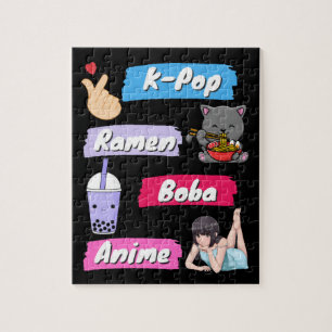 K-Pop, Ramen, Boba en Anime Pop Culture Fan Legpuzzel