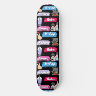 K-Pop, Ramen, Boba en Anime Pop Culture Fan Skateboard