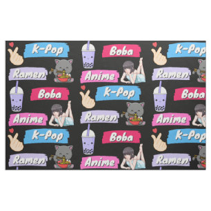 K-Pop, Ramen, Boba en Anime Pop Culture Fan Stof