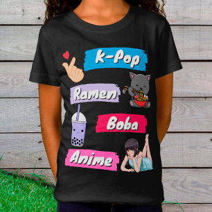 K-Pop, Ramen, Boba en Anime Pop Culture Fan T-shirt