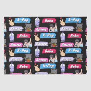 K-Pop, Ramen, Boba en Anime Pop Culture Fan Tissuepapier