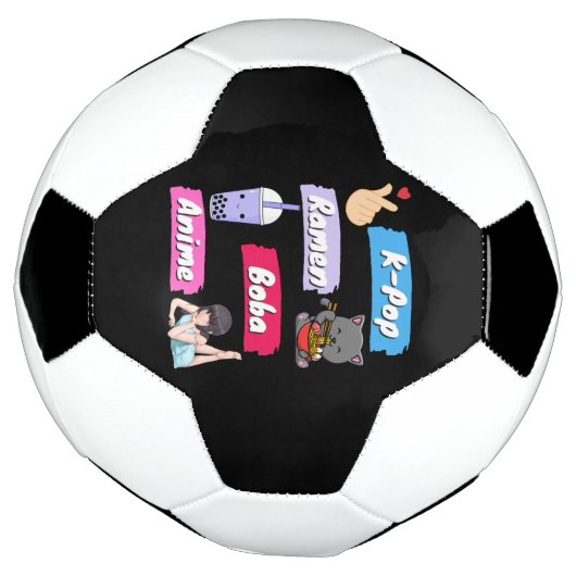 K-Pop, Ramen, Boba en Anime Pop Culture Fan Voetbal (Gedraaid)