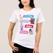 K-Pop, Ramen, Boba en Anime Pop Graphic T-shirt (Voorkant)