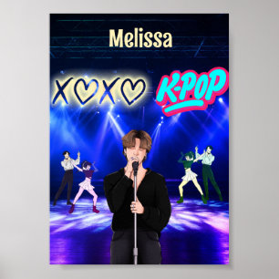 K-Pop Singer op het podium XoXo Love K-Pop Muziek Poster