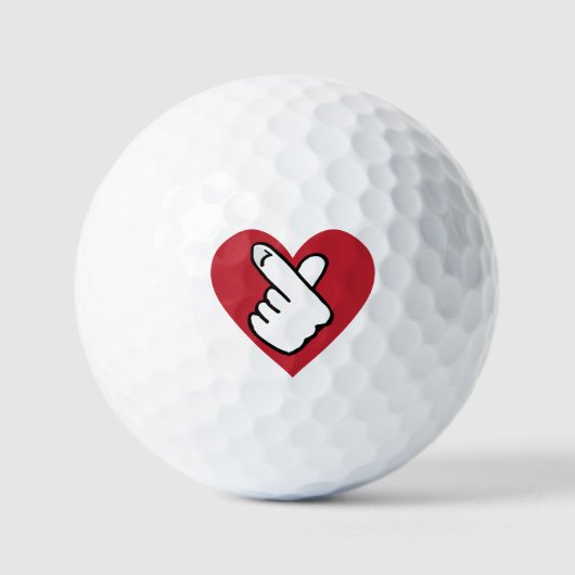 K-pop Vingerhartzwart Rood Golfballen (Voorkant)