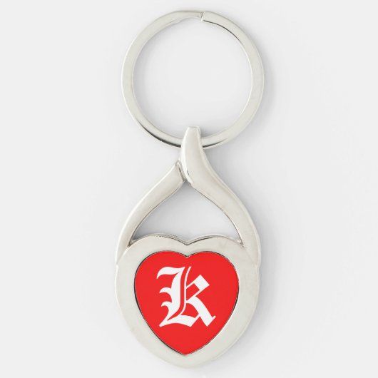 "K" Red Heart Sleutelhanger (Voorkant)