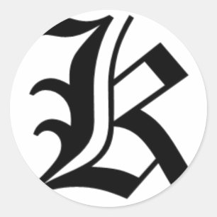 K-tekst Oudengels Ronde Sticker