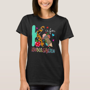 K Voor Kleuterleidster Luipaard Bloem Potlood T-shirt