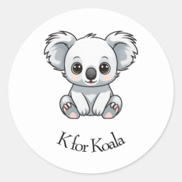 K voor Koala Ronde Sticker