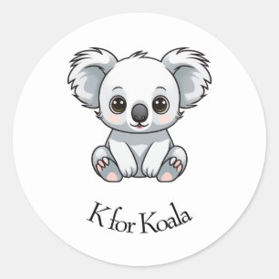 K voor Koala Ronde Sticker