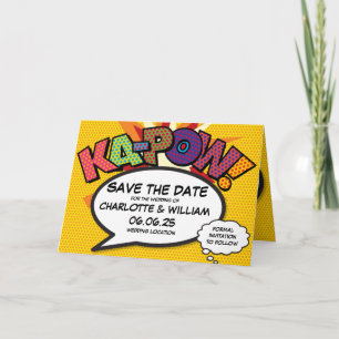 KA-POW Bewaar de Datum Plezier Retro Strip Pop Art Aankondiging