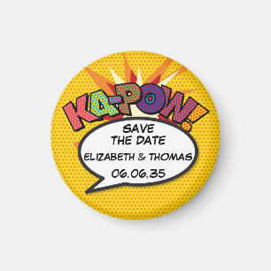 KA-POW Bewaar de Datum Pret Retro Strip Pop Art Magneet