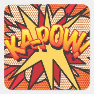 KA-POW Leuke Retro Strip Pop Art Vierkante Sticker