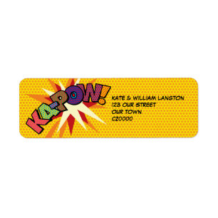 KA-POW Leuke Retro Stripboek Pop Art Adres Etiket