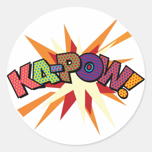 KA-POW Leuke Retro Stripboek Pop Art Ronde Sticker (Voorkant)