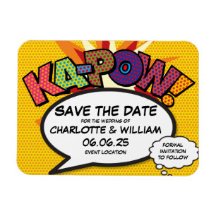 KA-POW Sla de datum op Strips Boek Fun Modern Magneet