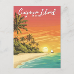 Kaaimaneilandje bij Sunset Waterverf Painting Briefkaart