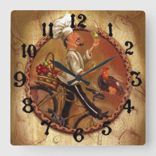  kaak met fruitmandje vierkante klok