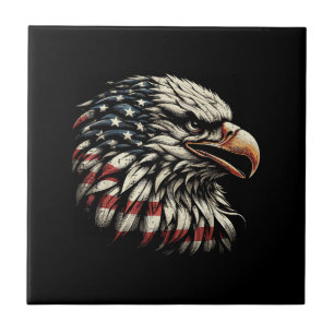Kaal Adelaarhoofd Amerikaanse Vlag USA Patriottisc Tegeltje