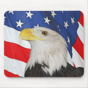 KAAL EAGLE EN AMERIKAANSE VLAG MOUSEPAD MUISMAT