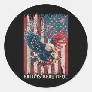 Kaal Is Mooi Adelaar Usa Vlag Patriottische 4e Jul Ronde Sticker