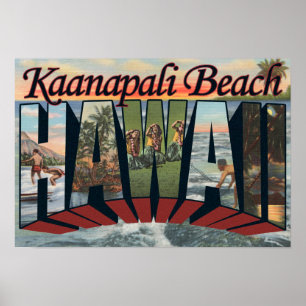 Kaanapali Beach, Hawaii - grote letterscènes Poster