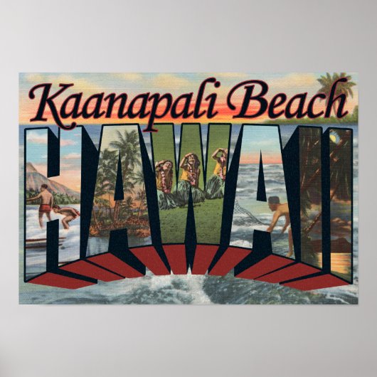 Kaanapali Beach, Hawaii - grote letterscènes Poster (Voorkant)