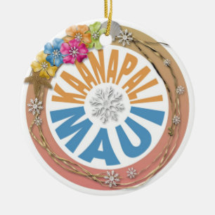 Kaanapali Maui Hawaii hibiscus vakantieornament Keramisch Ornament