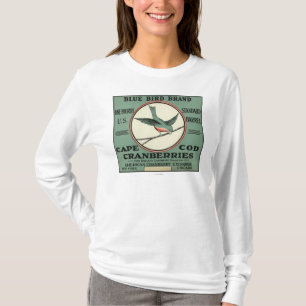 Kaap Blauw vogelmerk Kranberry Etiket T-shirt