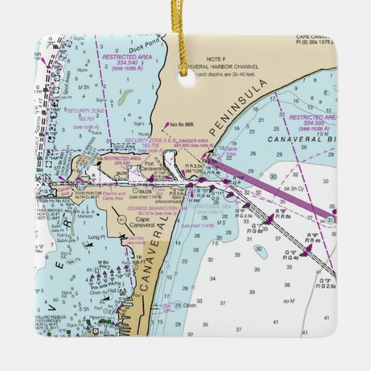 Kaap Canaveral Nautical Chart Keramisch Ornament (Voorkant)