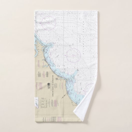 Kaap Hatteras naar Charleston Nautische Grafiek 11 Bad Handdoek (Handdoek)