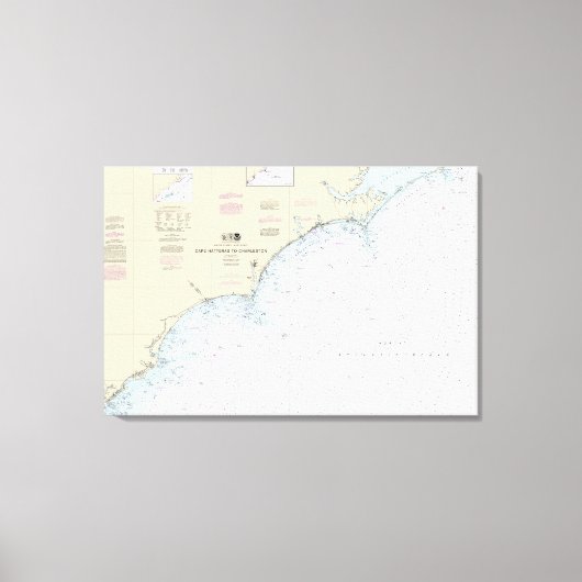 Kaap Hatteras naar Charleston Nautische Grafiek 11 Canvas Afdruk (Voorkant)