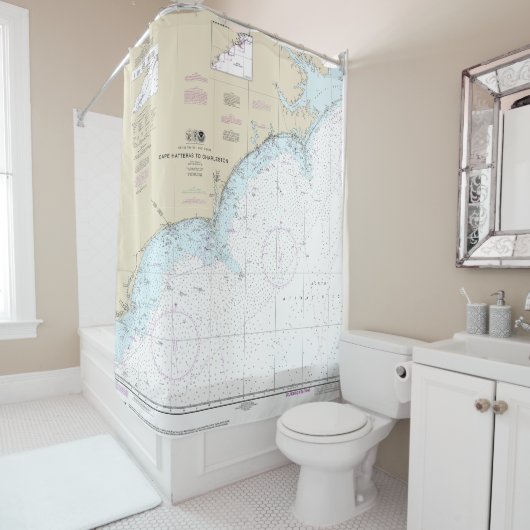 Kaap Hatteras naar Charleston Nautische Grafiek 11 Douchegordijn (In situ)