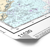 Kaap Hatteras naar Charleston Nautische Grafiek 11 Poster (Hoek)