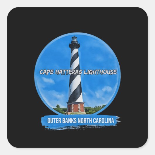 Kaap Hatteras vuurtoren buitenste banken N.C. Vierkante Sticker (Voorkant)