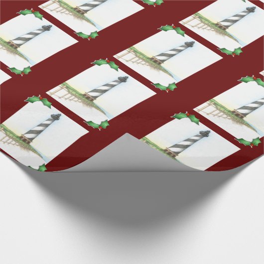 Kaap Hatteras vuurtoren kerstpapier Cadeaupapier (Hoek)