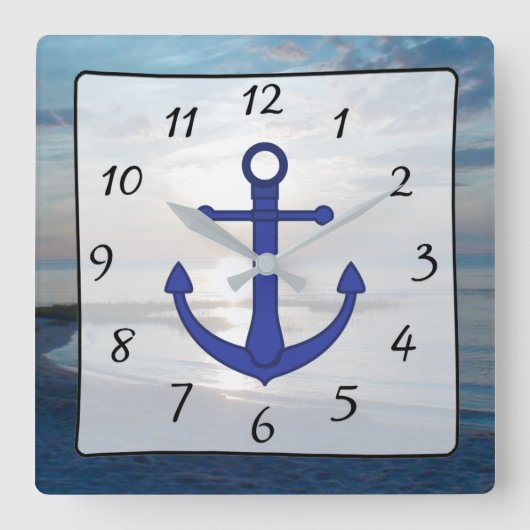 Kaap Kaap Zonnezee Uitzicht Beach Anchor Clock Vierkante Klok (Voorkant)