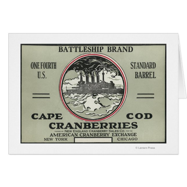 Kaap Kabeljauw Battleship Brand Cranberry Label (Voorkant Horizontaal)