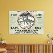 Kaap Kabeljauw Battleship Brand Cranberry Label Canvas Afdruk (Insitu (Woonkamer))