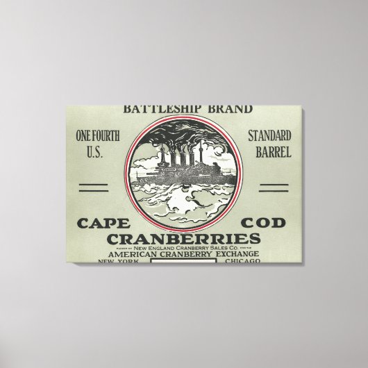 Kaap Kabeljauw Battleship Brand Cranberry Label Canvas Afdruk (Voorkant)