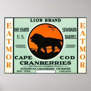 Kaap Lion Eatmor Cranberries Brand Etiket Poster