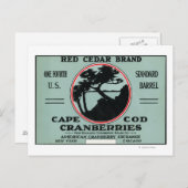 Kaap rode cedar Brand Cranberry Label Briefkaart (Voorkant / Achterkant)