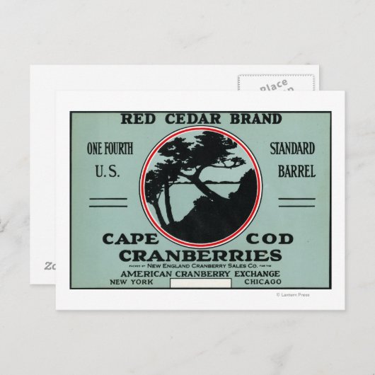 Kaap rode cedar Brand Cranberry Label Briefkaart (Voorkant / Achterkant)