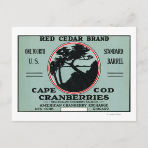 Kaap rode cedar Brand Cranberry Label Briefkaart