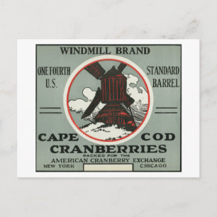 Kaap Windmill Merk Cranberry Label Briefkaart