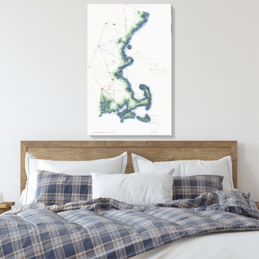 Kaapskaart aan de kust van New England Canvas Afdruk (Insitu (Slaapkamer))
