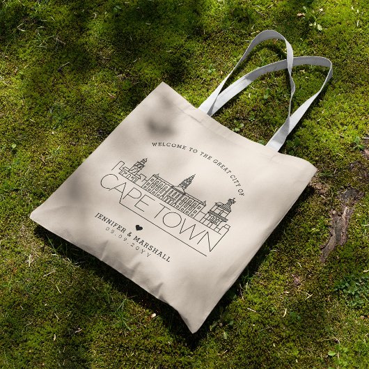 Kaapstad bruiloft | Stijlvolle Skyline Canvas tas