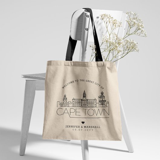 Kaapstad bruiloft | Stijlvolle Skyline Canvas tas