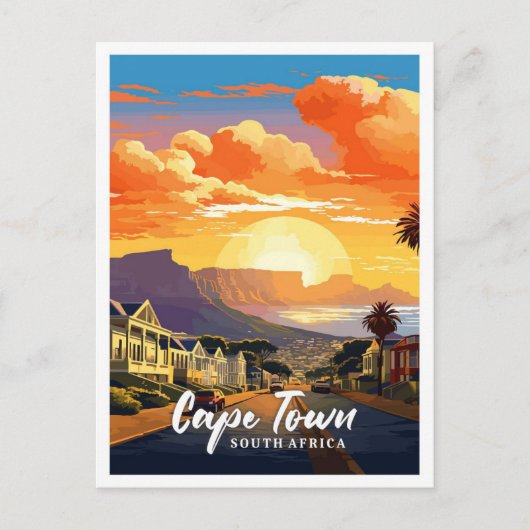 Kaapstad Kunst Reizen Illustratie Briefkaart (Voorkant)